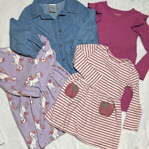 Girls 4pc long sleeve dress bundle 2 nwot,EUC, vguc all 3t